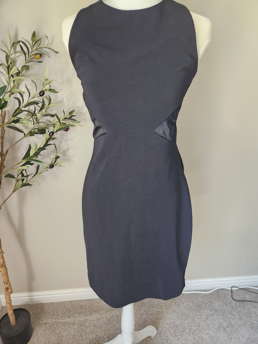 Rhapsody Black Sleeveless Midi Dress with Side Insets
